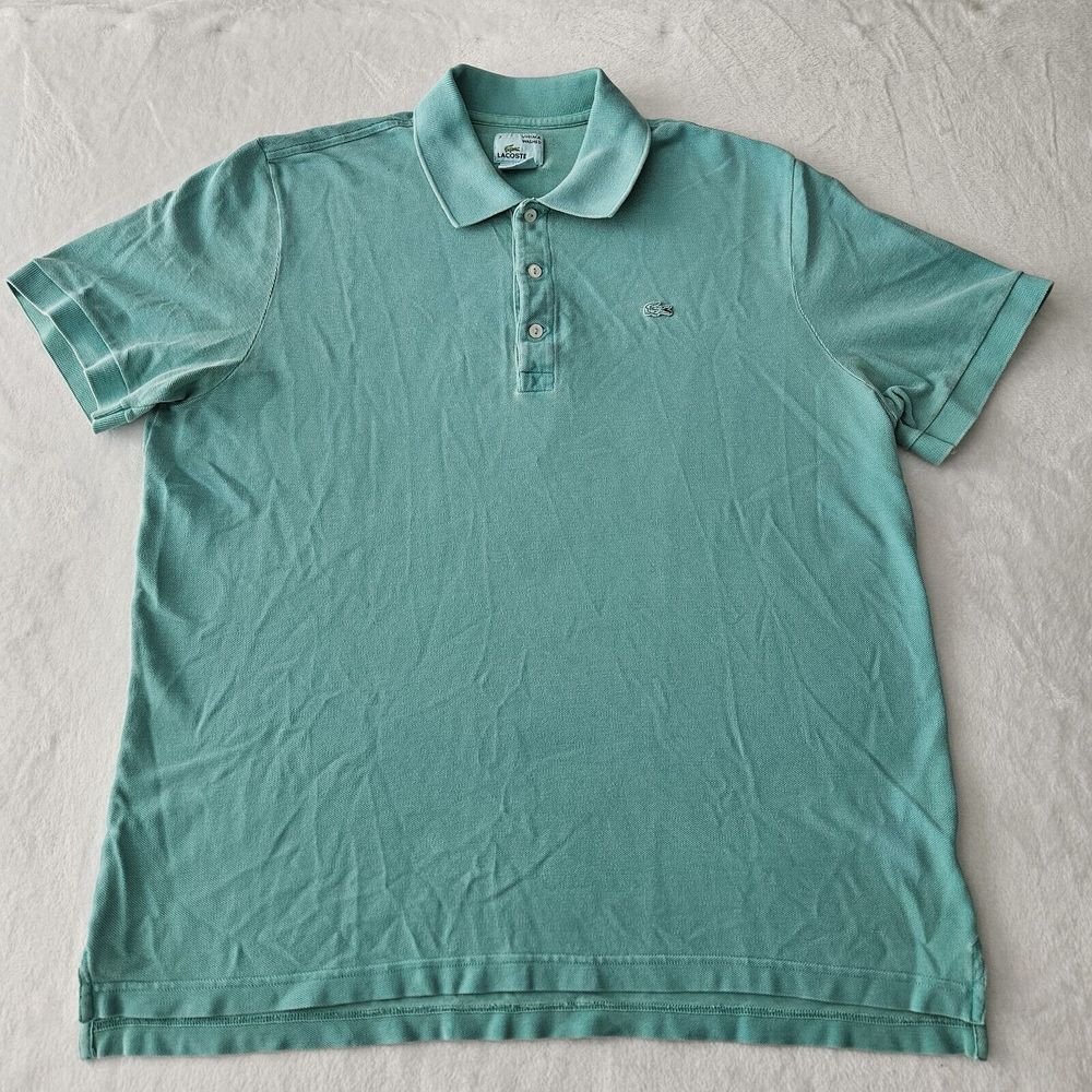 Lacoste Vintage Washed Mens‎ Size 7 Polo Short Sleeve Green Shirt Golf Classic